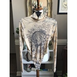 Fashion Nova Sz M Graphic Print Dragon Floral Bodysuit